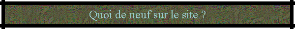 Quoi de neuf sur le site ?